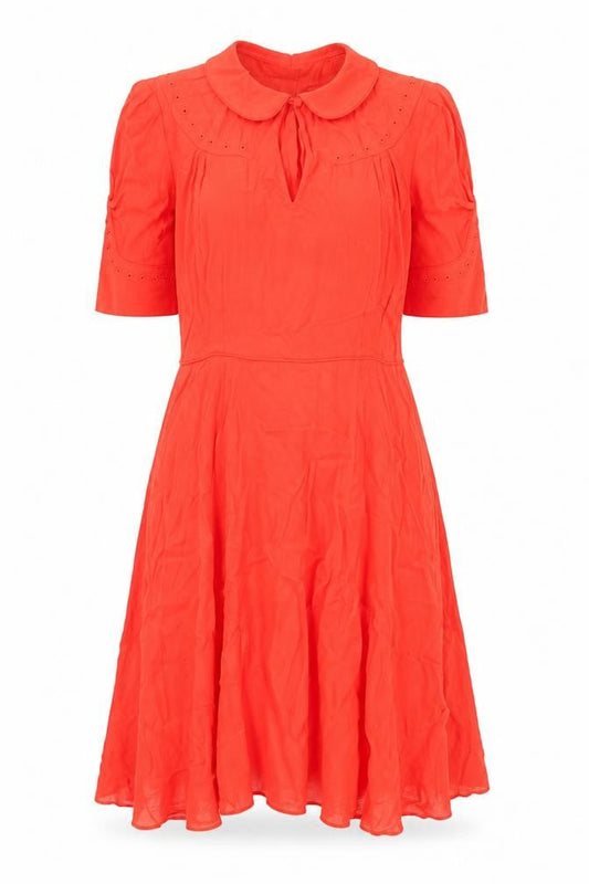 Jack Wills Womens Red Viscose Fit & Flare Size 6 Collared Zip - Keyhole Neckline
