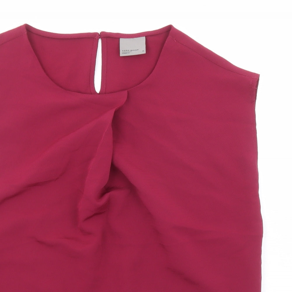 Womens UK Size XS VERO MODA Red Polyester Blouse