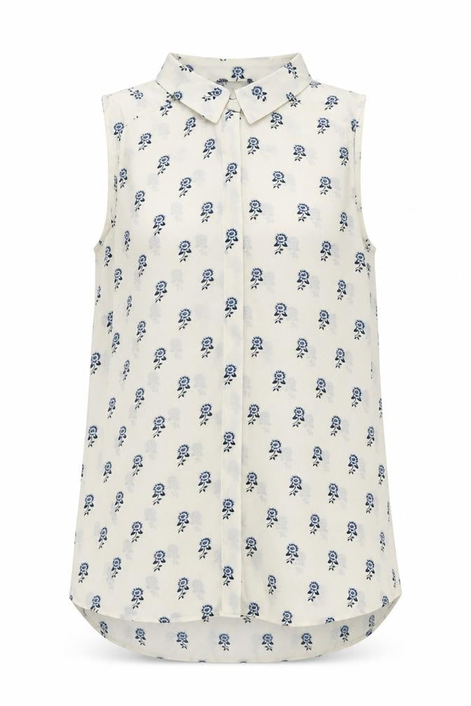 New Look Womens Ivory Floral Polyester Basic Button-Up Size 10 Collared