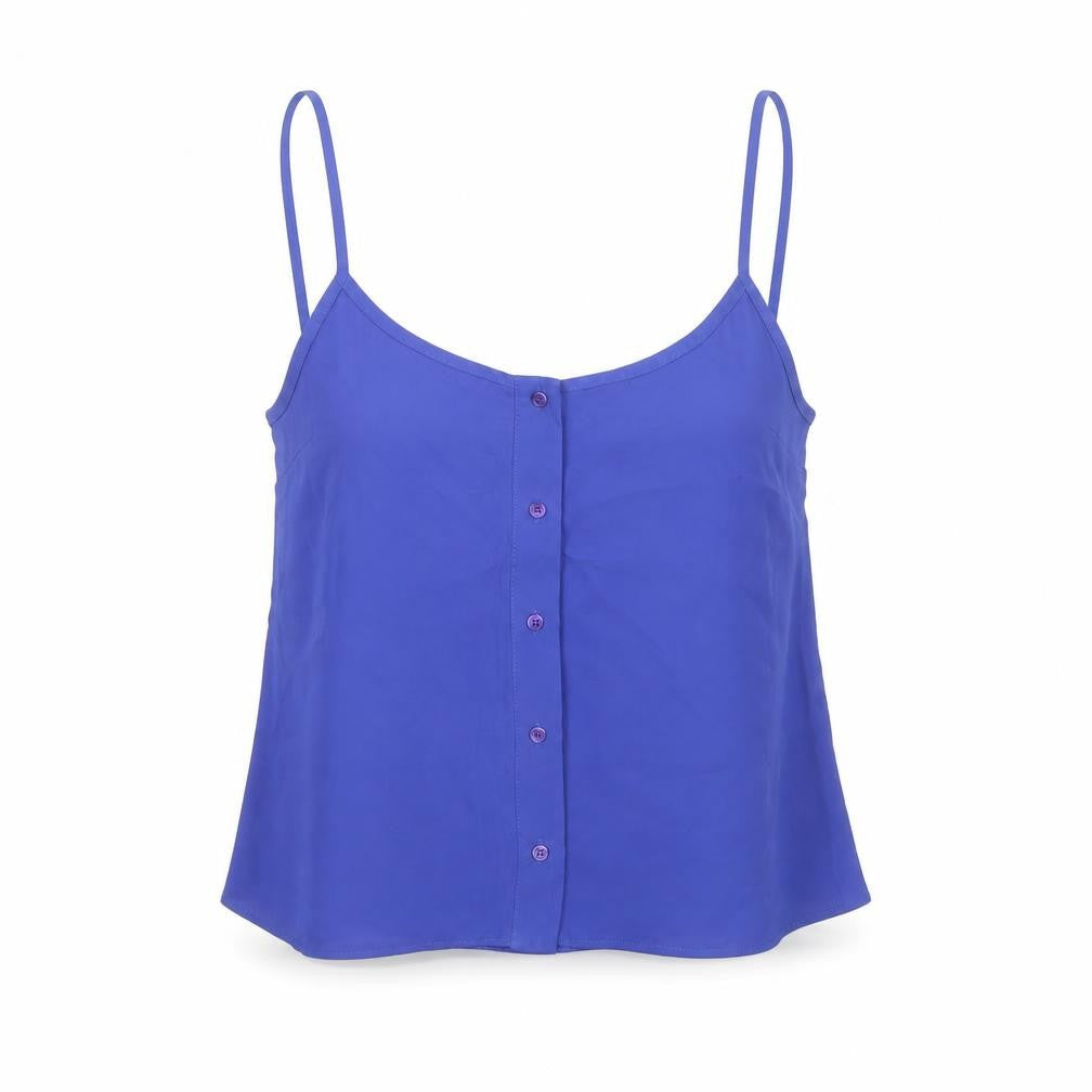 Topshop Womens Blue Polyester Camisole Tank Size 8 Round Neck