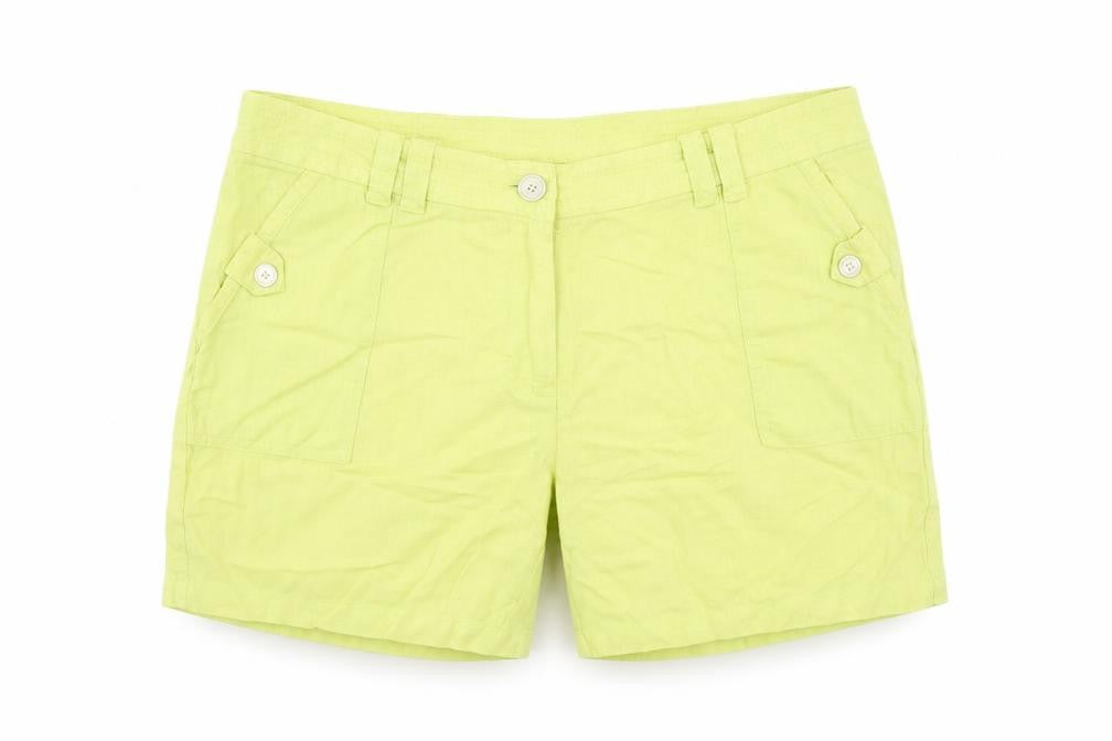 Debenhams Womens Green Viscose Chino Shorts Size 12 L6 in Regular Zip - Pockets