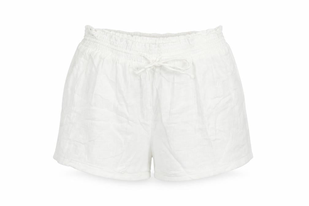Marks and Spencer Womens White Solid 100% Cotton Top Lounge Pants Size 16 Drawstring - Elasticated Waist
