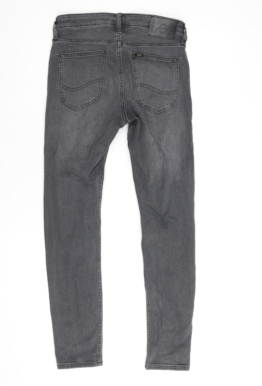 Lee Mens Grey Cotton Skinny Jeans Size 28 in L28 in Regular Zip