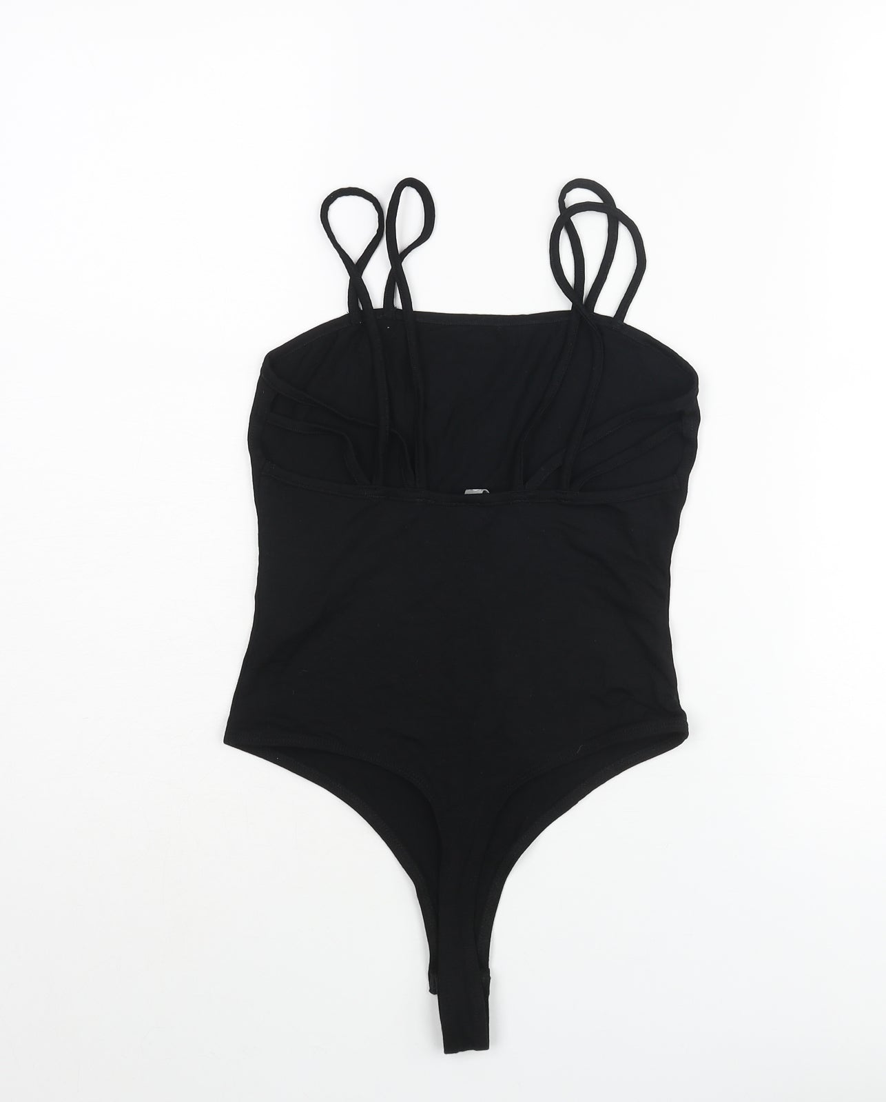 ASOS Womens Black Viscose Bodysuit One-Piece Size 8 Snap
