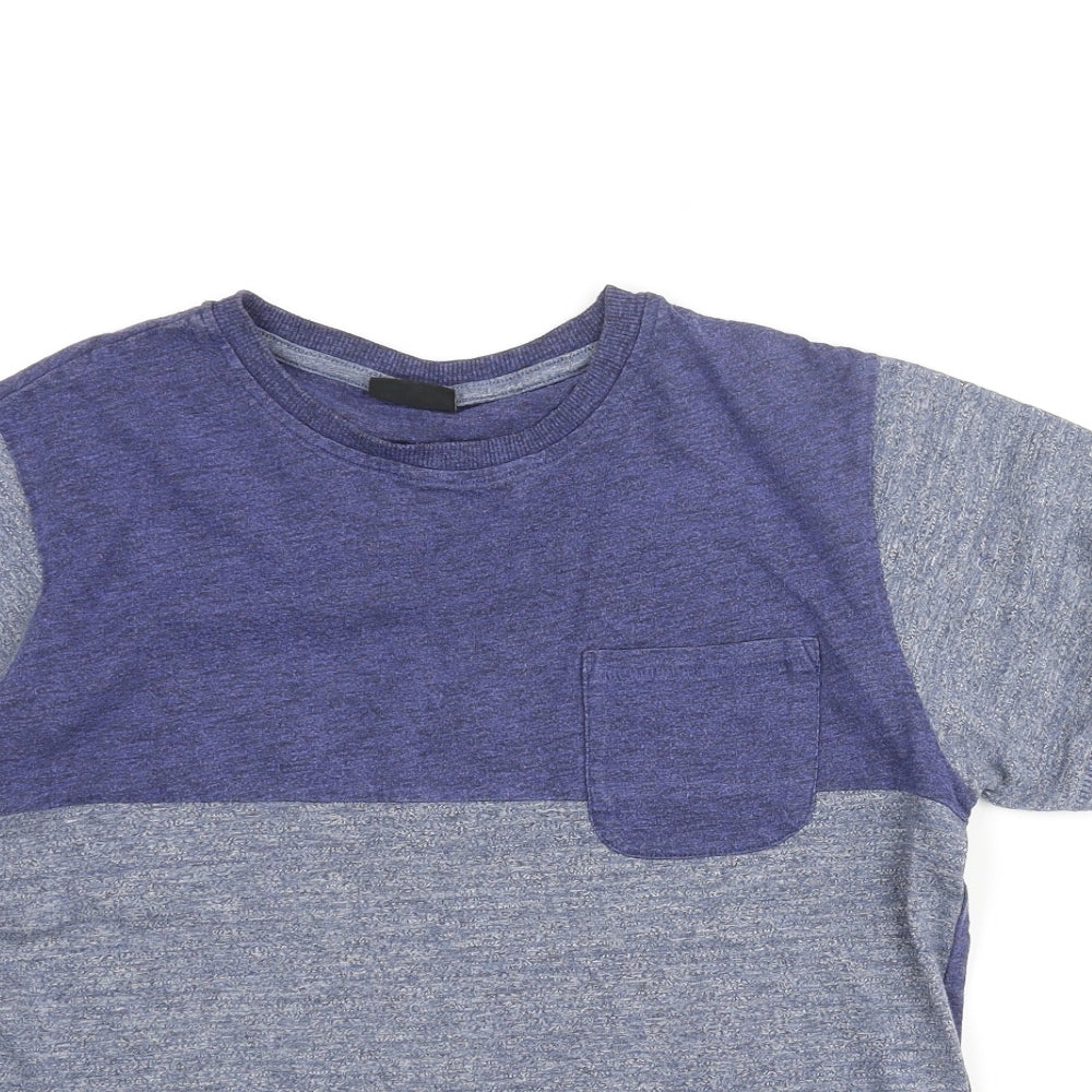 NEXT Boys Blue Colourblock Cotton Basic T-Shirt Size 13 Years Crew Neck Pullover