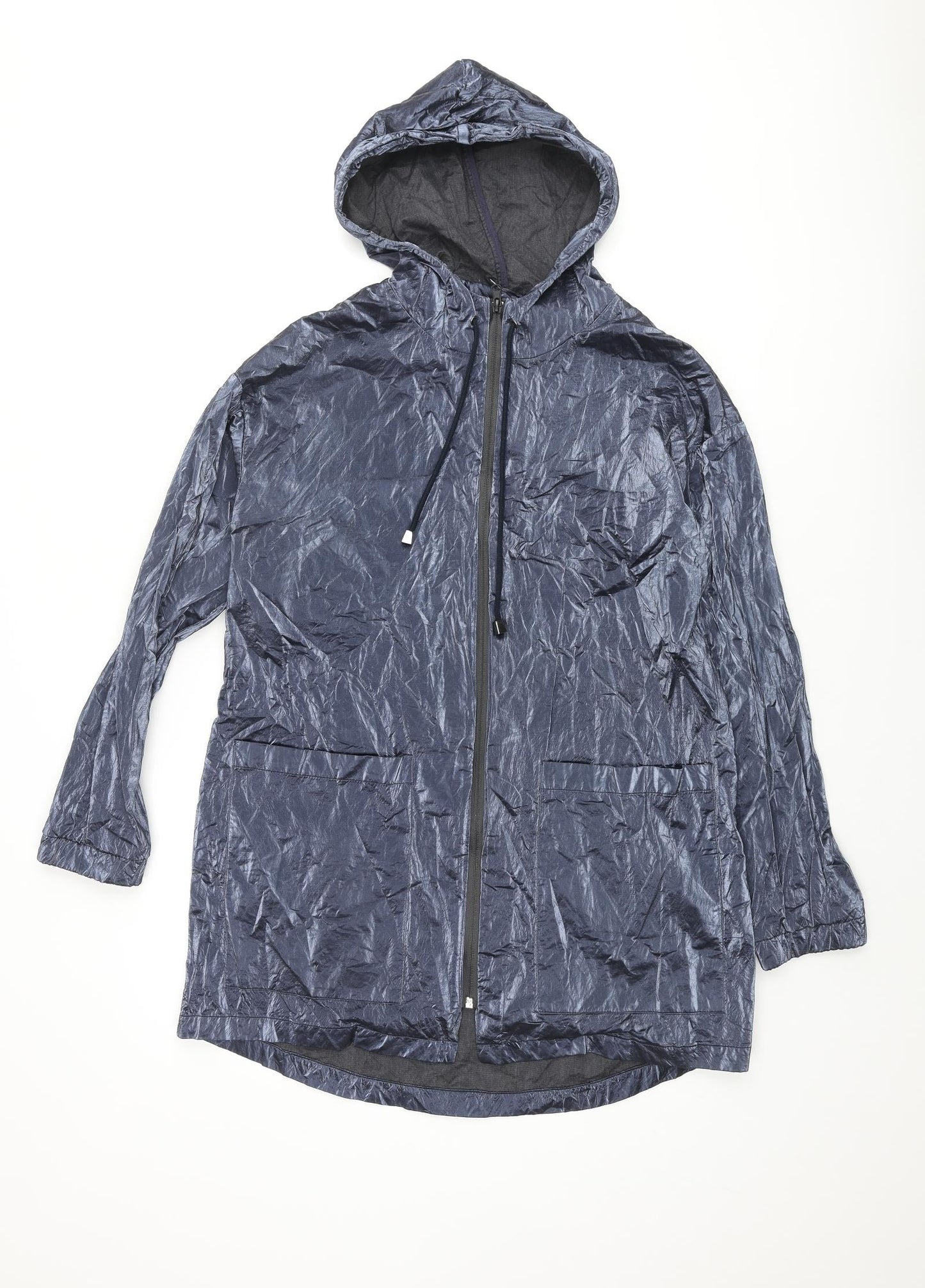 James Lakeland Womens Blue Rain Coat Coat Size 12 Zip