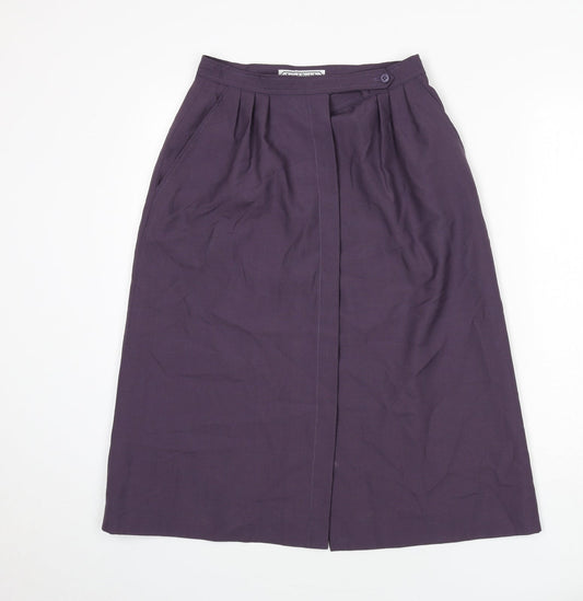 Laird Portch Womens Purple Polyester A-Line Skirt Size 26 in Button