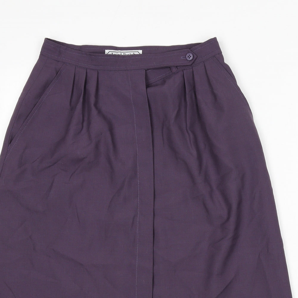 Laird Portch Womens Purple Polyester A-Line Skirt Size 26 in Button