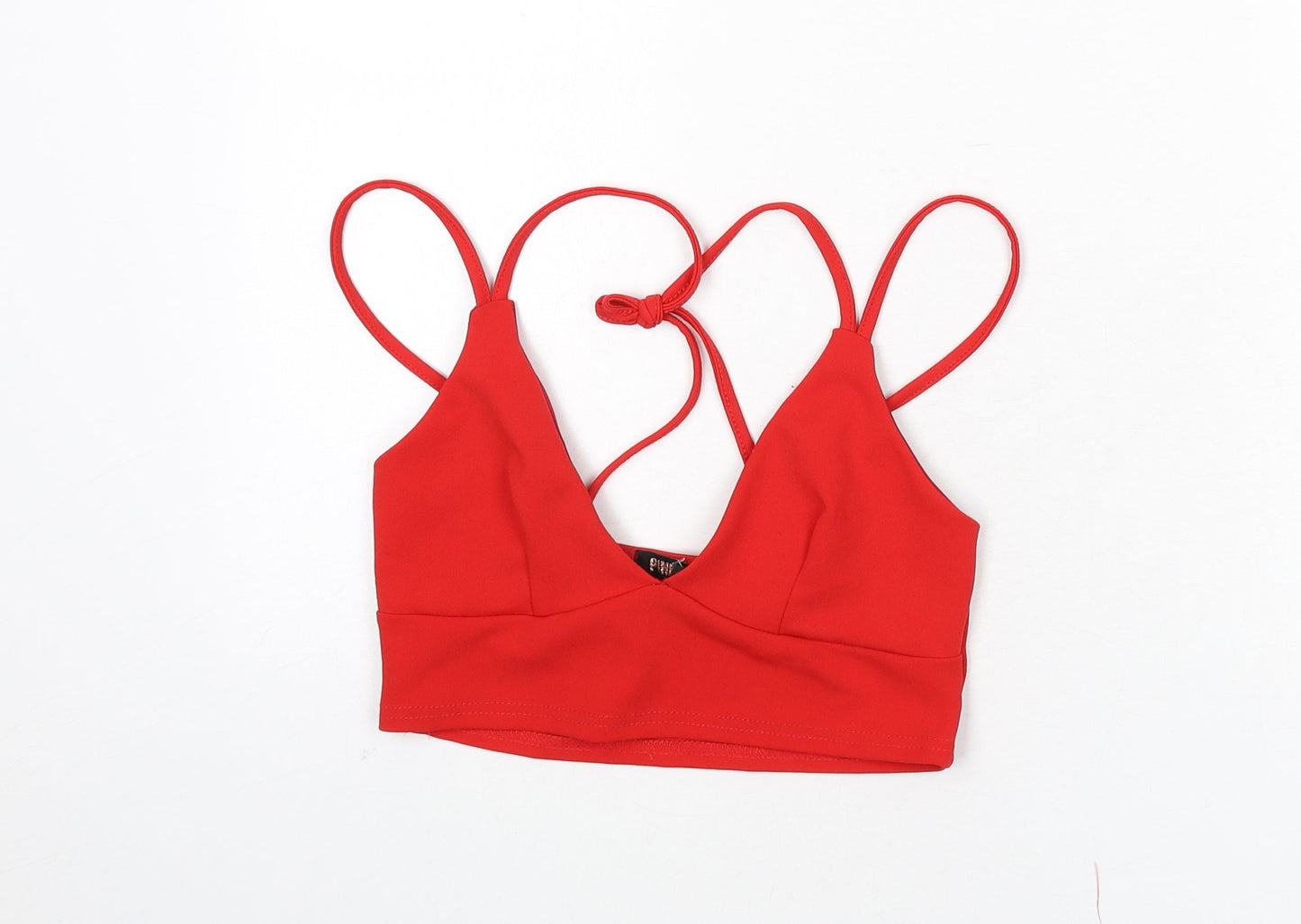 Pink Vanilla Womens Red Polyester Camisole Tank Size M V-Neck - Cropped
