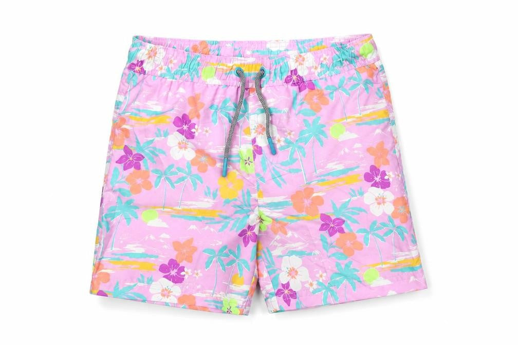 Marks and Spencer Boys Multicoloured Geometric Polyester Bermuda Shorts Size 8-9 Years Regular Drawstring - Palm Trees, Flowers, Swim SHorts