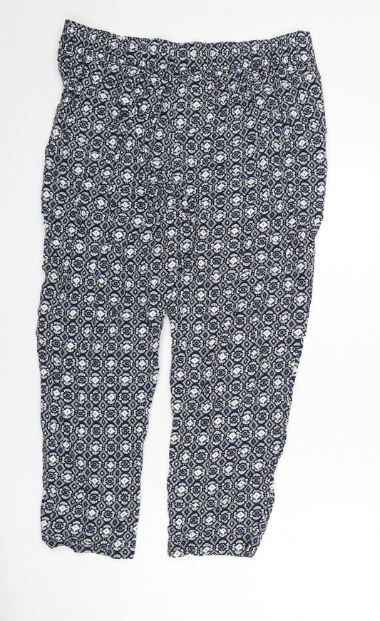 marks Womens Blue Geometric Viscose Trousers Size 16 L23 in Regular