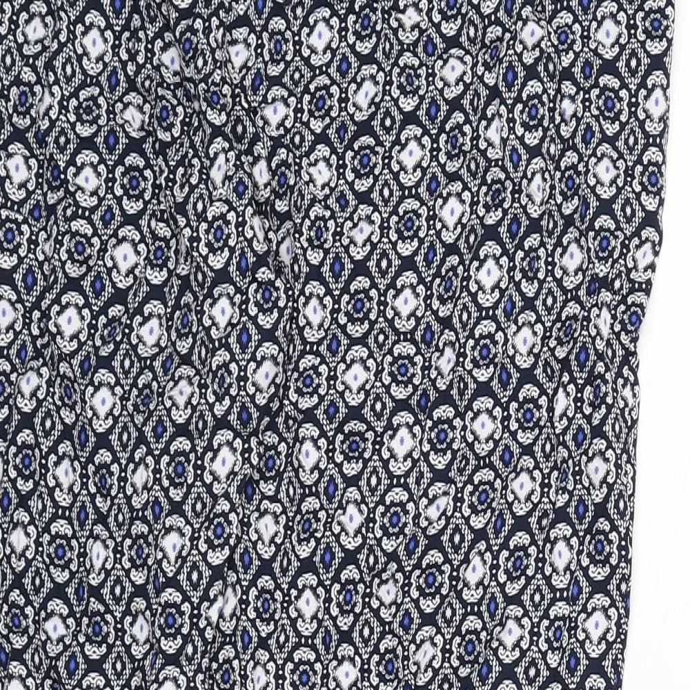 marks Womens Blue Geometric Viscose Trousers Size 16 L23 in Regular