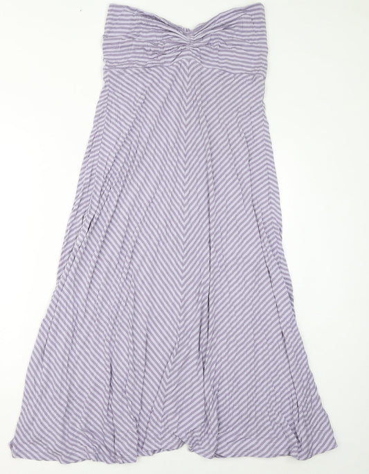 California Womens Purple Striped Viscose Maxi Size L Off the Shoulder Pullover