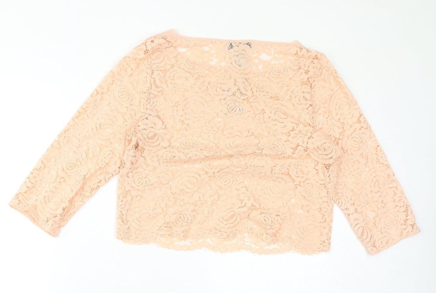 Oasis Womens Pink Polyester Basic T-Shirt Size 14 Round Neck - Lace