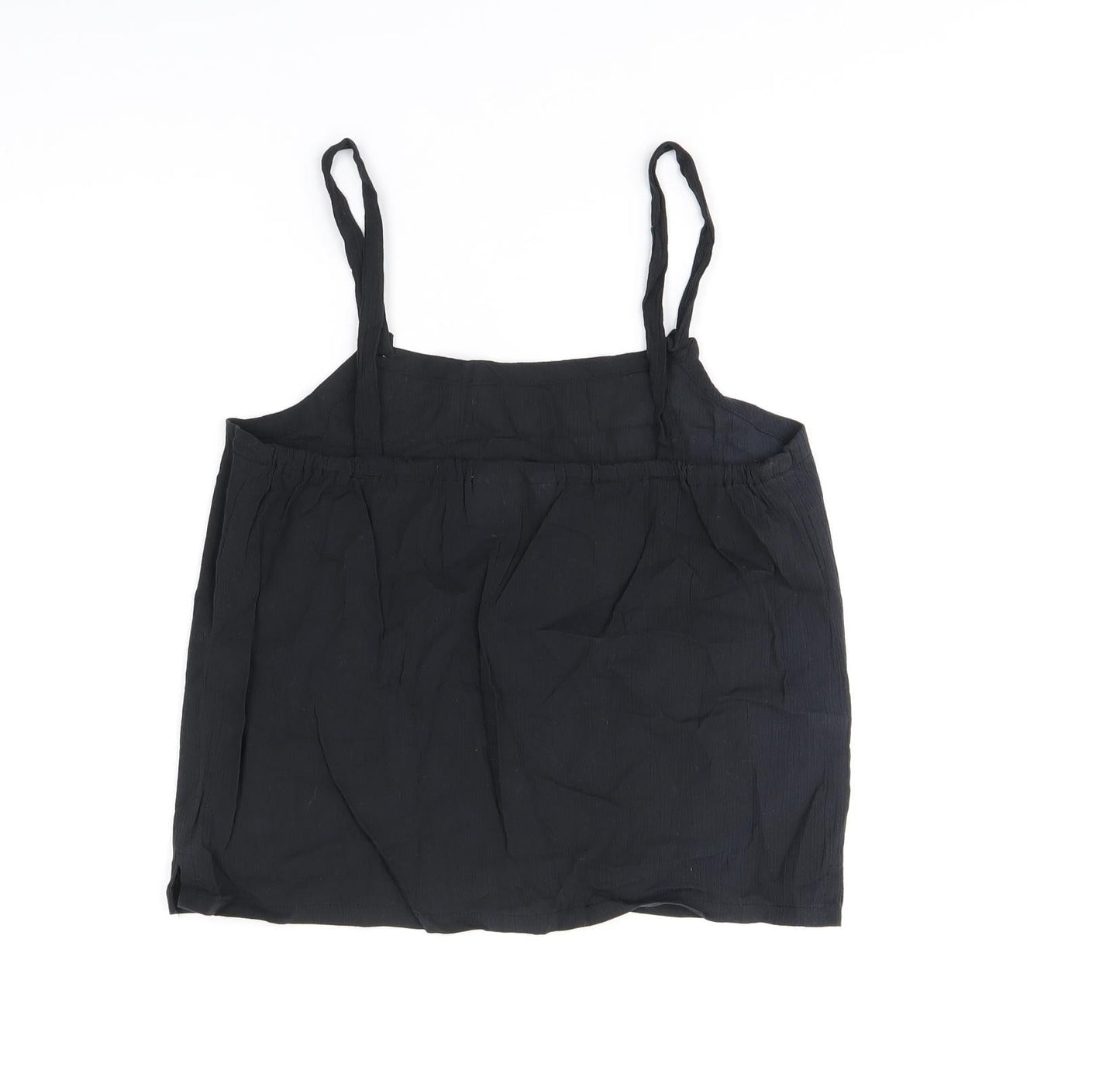 Taylor-Maid Womens Black Polyester Basic T-Shirt Size 12 Square Neck