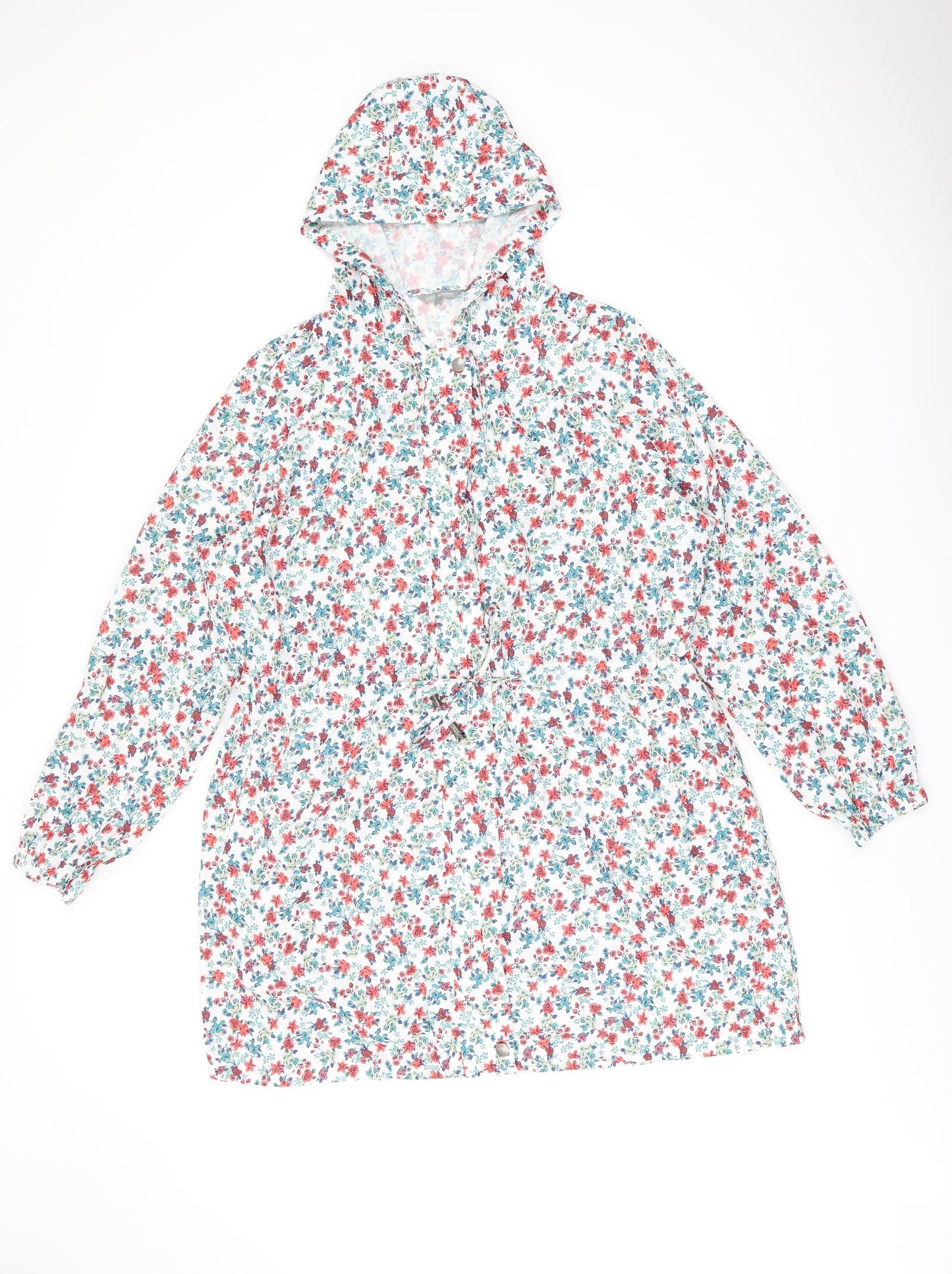 Marks and Spencer Womens White Floral Rain Coat Coat Size L Zip
