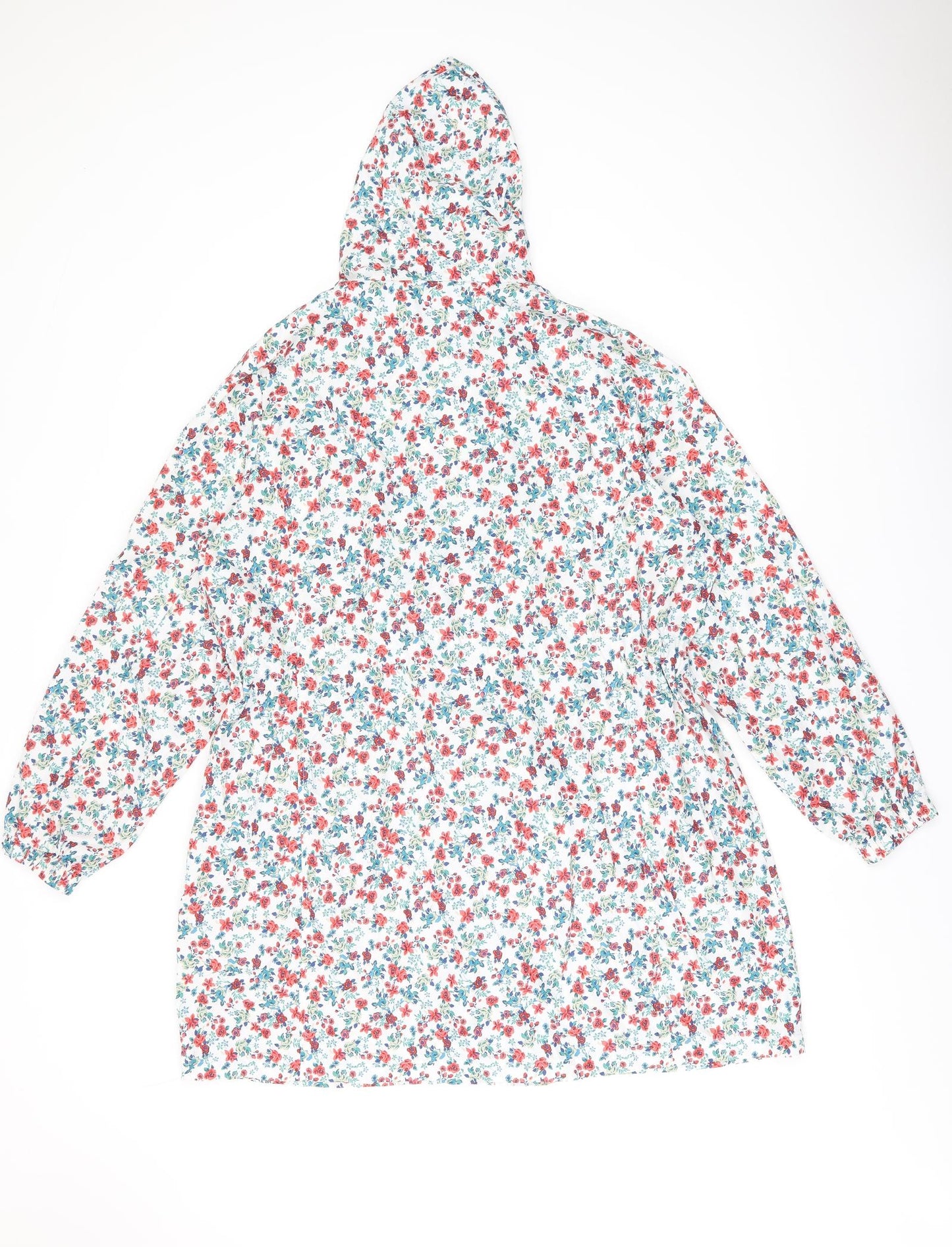 Marks and Spencer Womens White Floral Rain Coat Coat Size L Zip