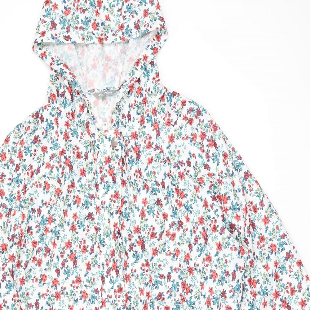 Marks and Spencer Womens White Floral Rain Coat Coat Size L Zip