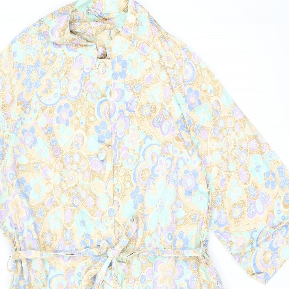 St Michael Womens Multicoloured Floral Polyester A-Line Size 10 Round Neck Button - Size 10/12
