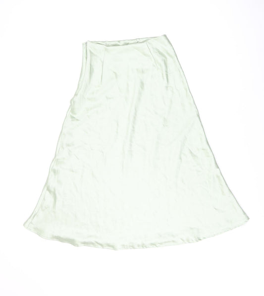 Flounce Womens Green Polyester Flare Skirt Size 6 Zip