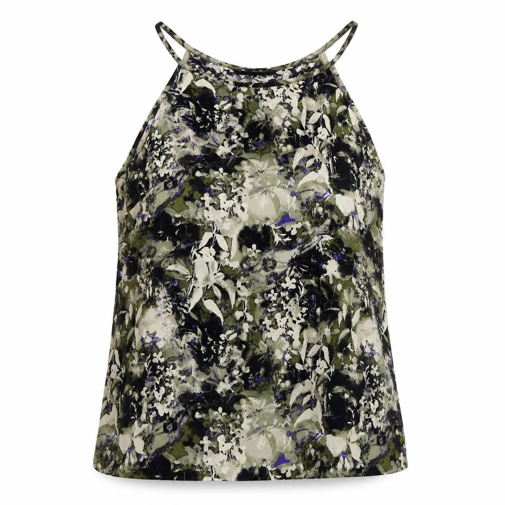 Miss Selfridge Womens Black Geometric Polyester Camisole Tank Size 12 Round Neck