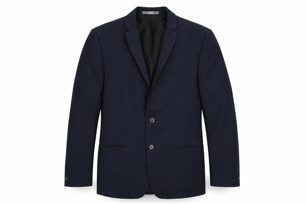 Front view of Red Herring men’s blue polyester jacket suit jacket, size 38, regular