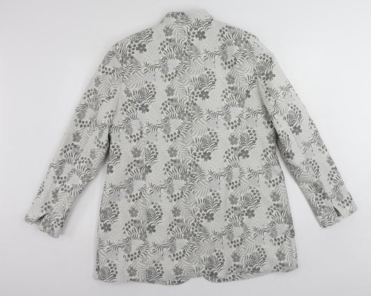 Mona Womens Grey Floral Jacket Blazer Size 20 Button