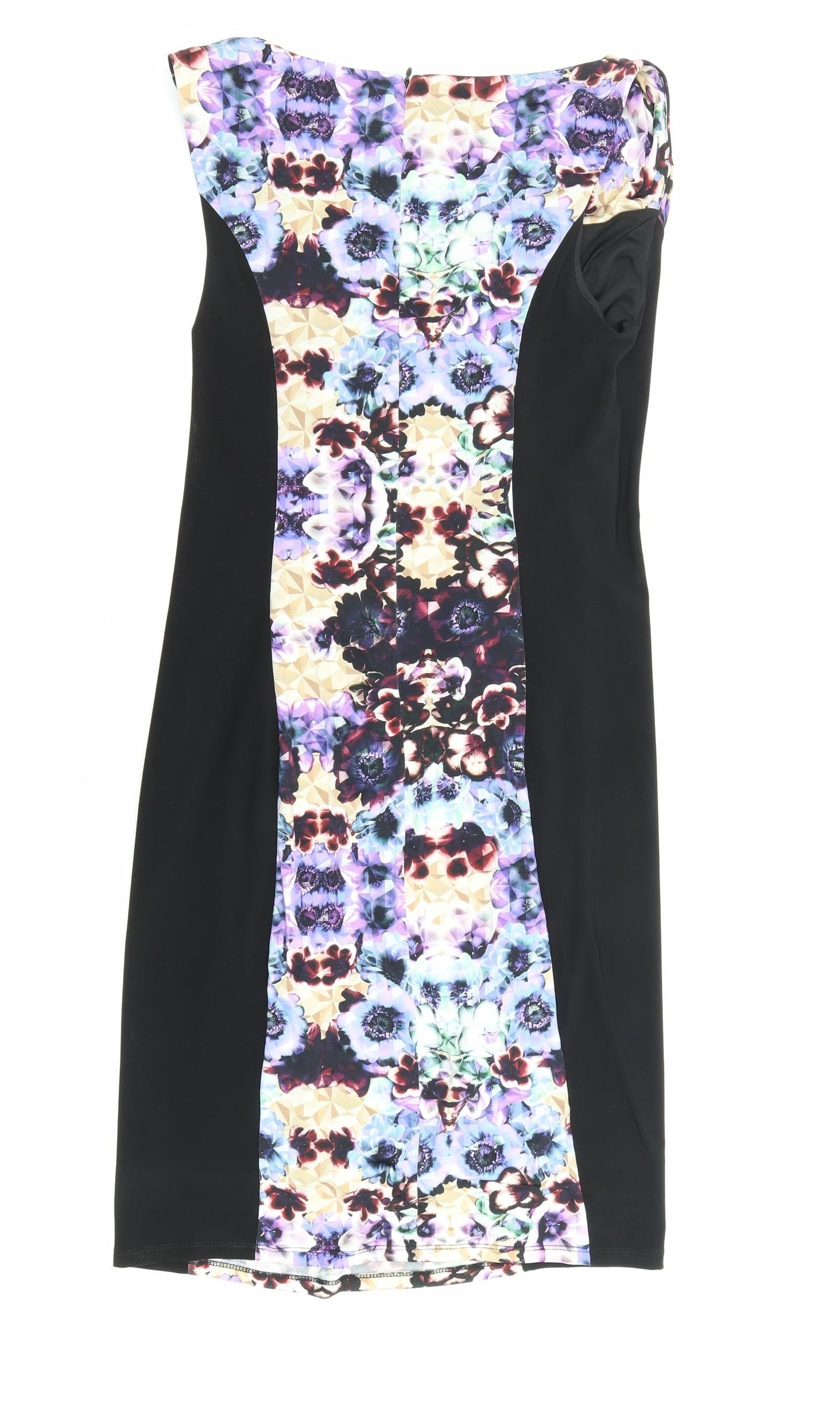 Phase Eight Womens Black Floral Polyester Shift Size 12 Boat Neck Zip