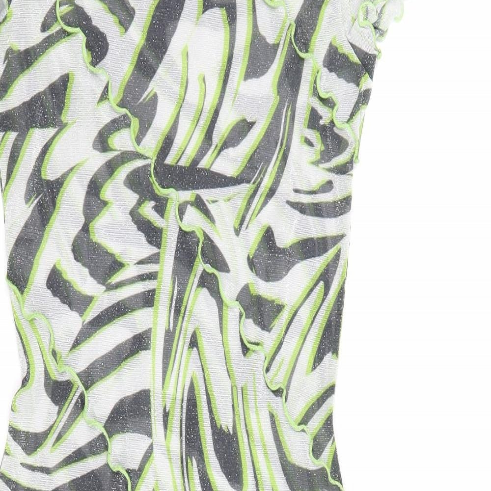 AsYou Womens Multicoloured Geometric Polyester Mini Size 4 Round Neck Pullover - Sheer