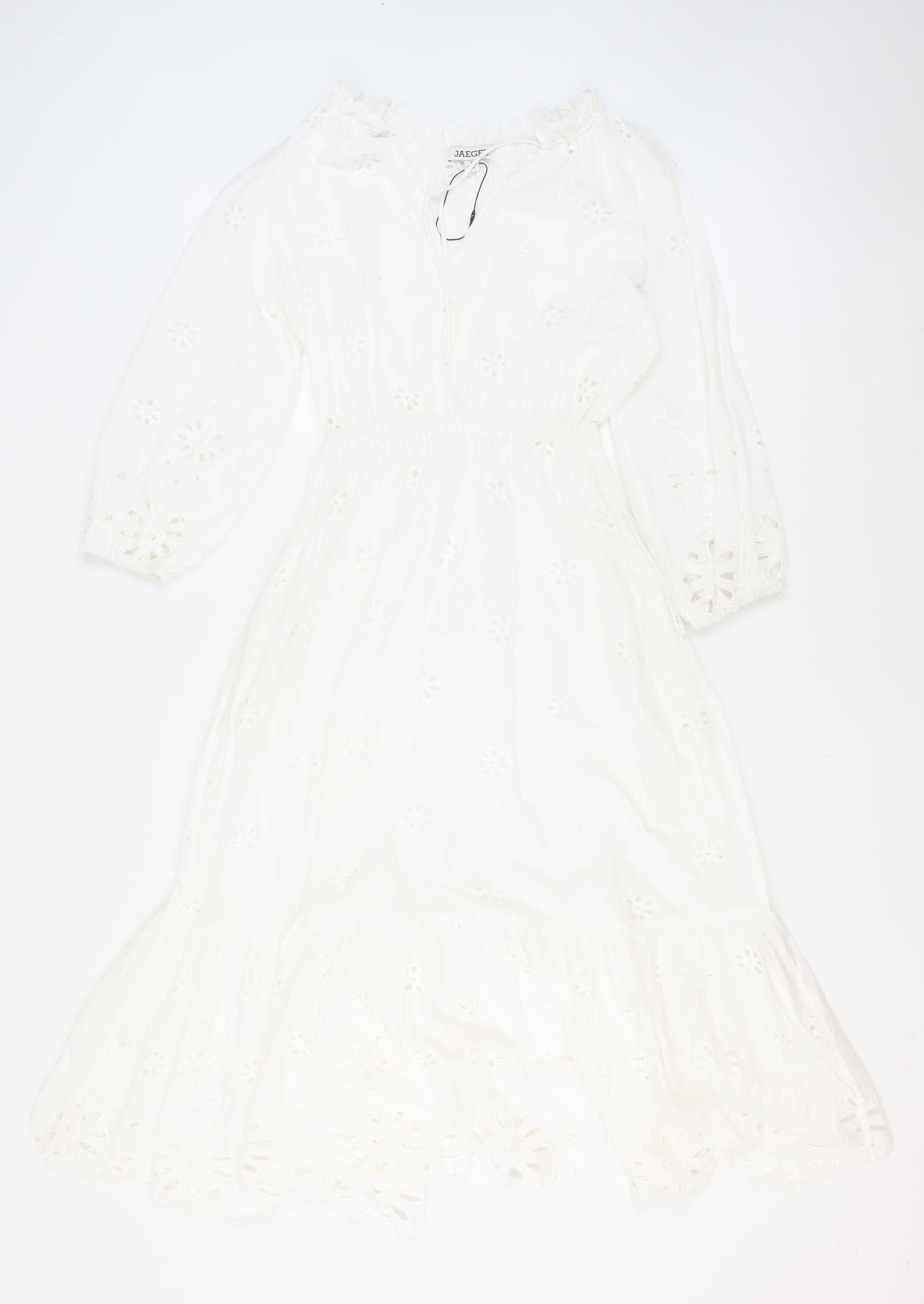 Jaeger Women's White A-Line Midi Dress Size 10