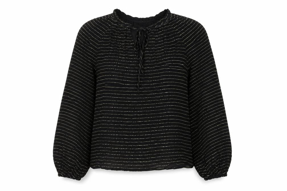 Marks and Spencer Women's Black Striped Blouse Size 8