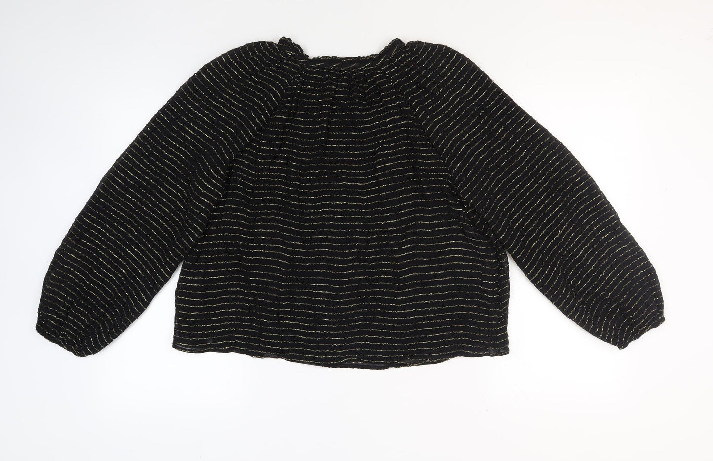 Marks and Spencer Women's Black Striped Blouse Size 8