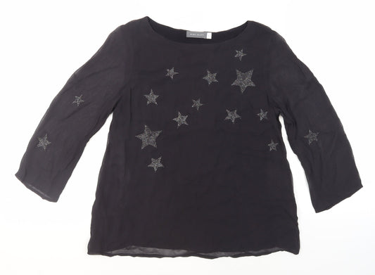 Mint Velvet Women's Black Embroidered Blouse Size 8
