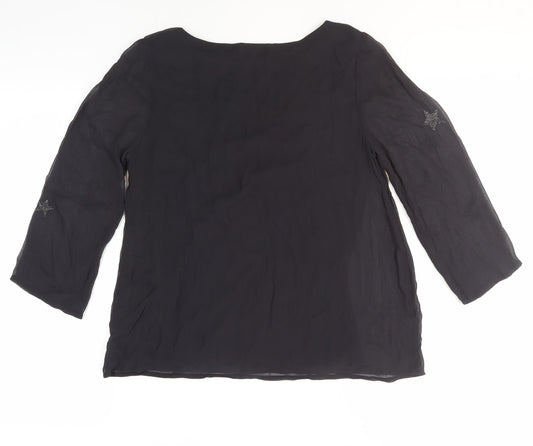 Mint Velvet Women's Black Embroidered Blouse Size 8