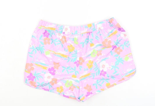 Marks and Spencer Girls Pink Floral 100% Polyester Bermuda Shorts Size 12-13 Years L3 in Regular Tie