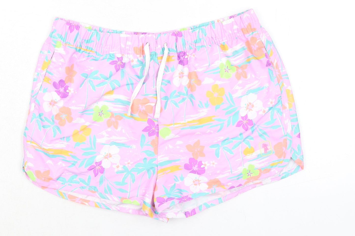 Marks and Spencer Girls Purple Floral 100% Polyester Bermuda Shorts Size 13-14 Years L3 in Regular Tie