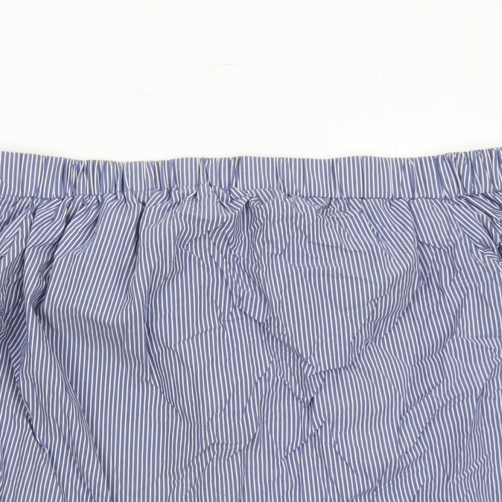 Topshop Womens Blue Striped Cotton Basic Blouse Size 10 Off the Shoulder