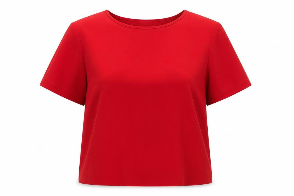 Classics Womens Red Polyester Basic Blouse Size 18 Round Neck