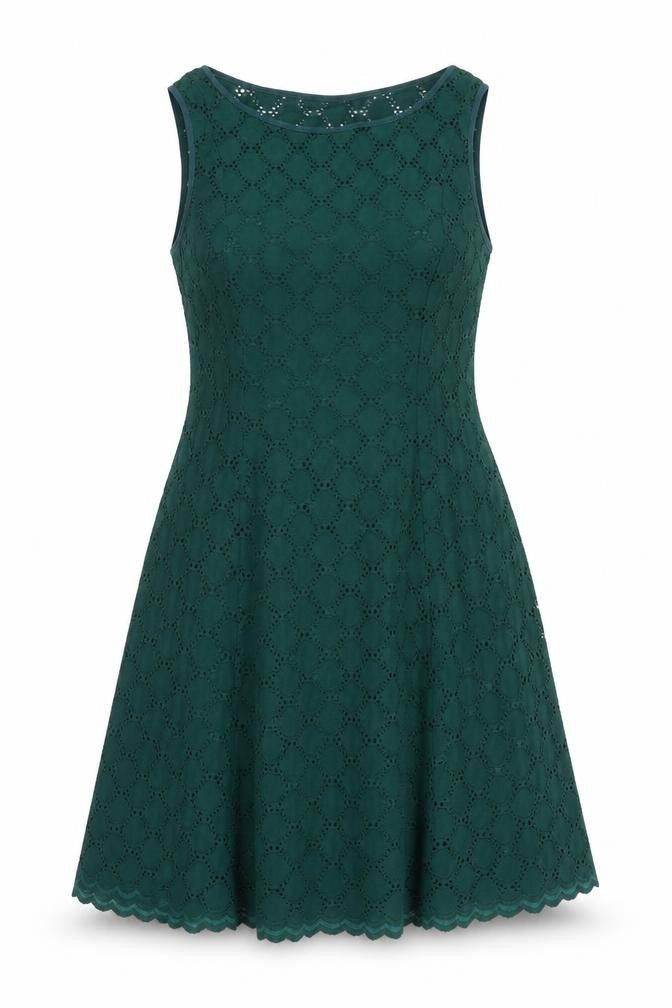 Ronni Nicole Womens Green Geometric Nylon A-Line Size 12 Round Neck Pullover - Lined
