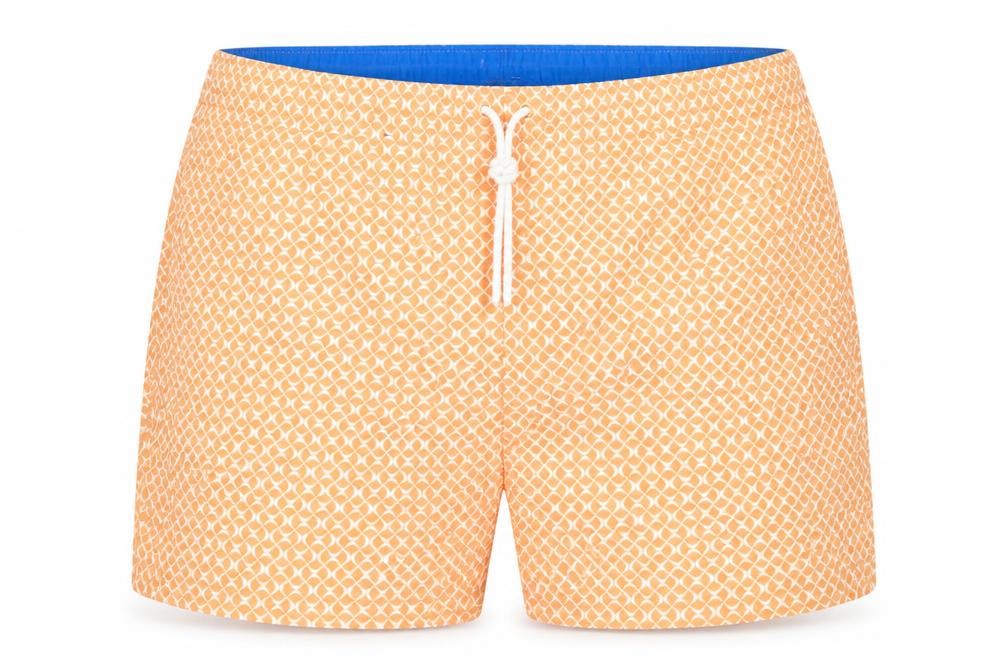 Marks and Spencer Mens Orange Geometric Polyester Sweat Shorts Size 3XL L6 in Regular Drawstring - Elasticated Waist Swim Shorts Pockets