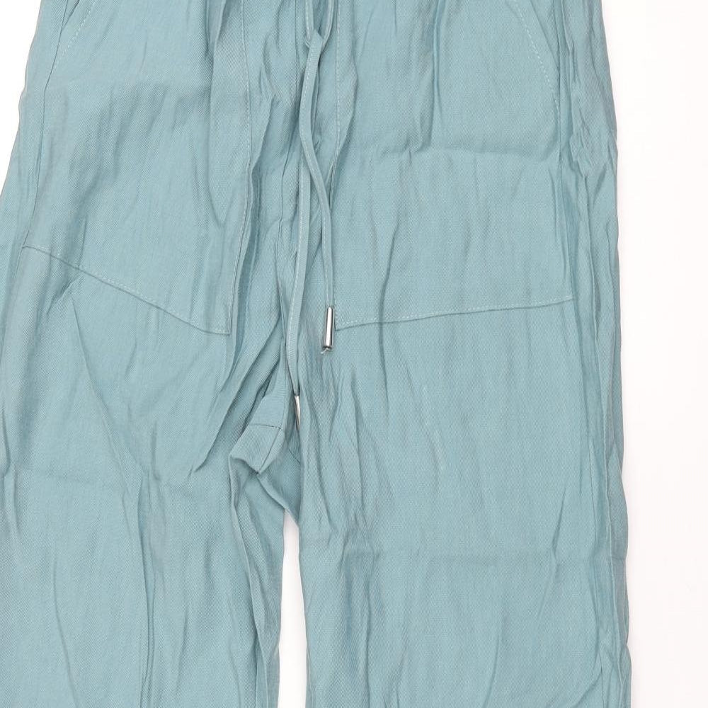 Marks and Spencer Womens Blue Lyocell Trousers Size 10 L30 in Regular Drawstring
