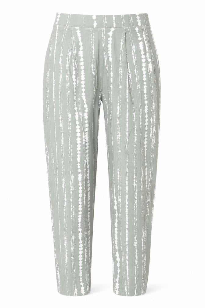 Marks and Womens Green Geometric Viscose Trousers Size 6 L26 in Regular