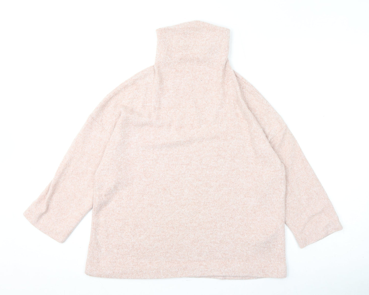 Stradivarius Womens Pink Mock Neck Viscose Pullover Jumper Size M