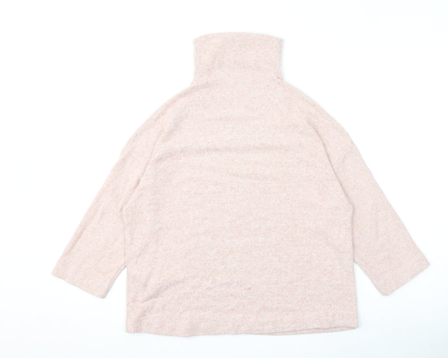Stradivarius Womens Pink Mock Neck Viscose Pullover Jumper Size M