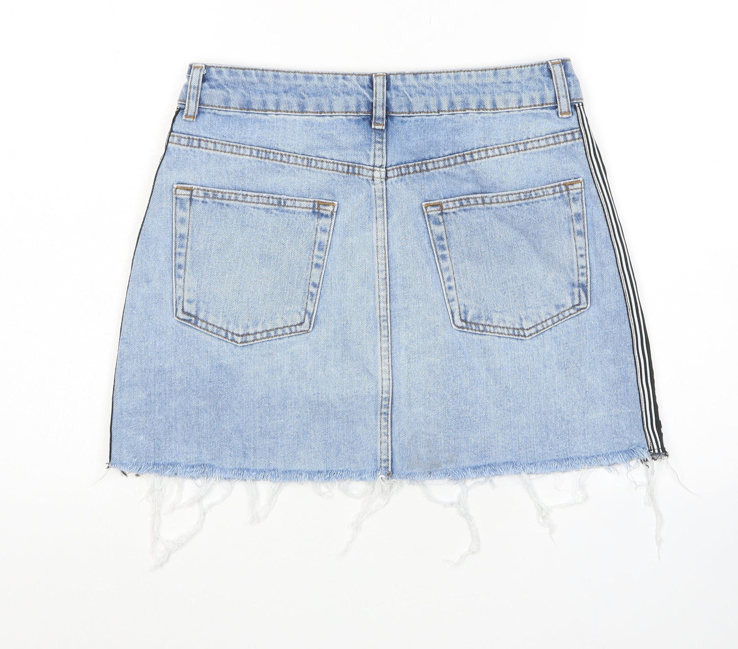 Topshop Womens Blue Cotton Mini Skirt Size 10 Zip - Unavailable
