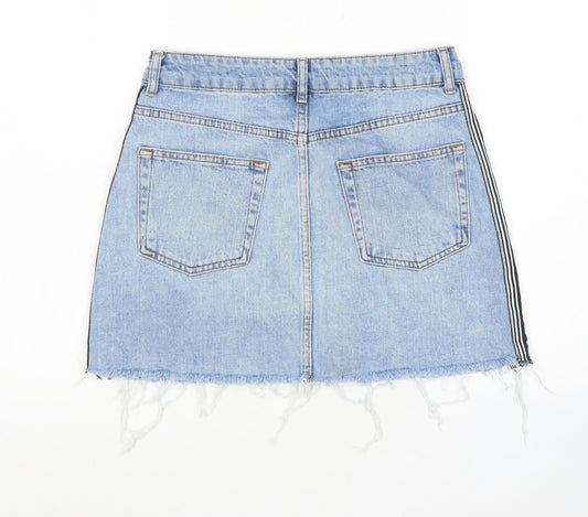 Topshop Womens Blue Cotton Mini Skirt Size 10 Zip - Unavailable