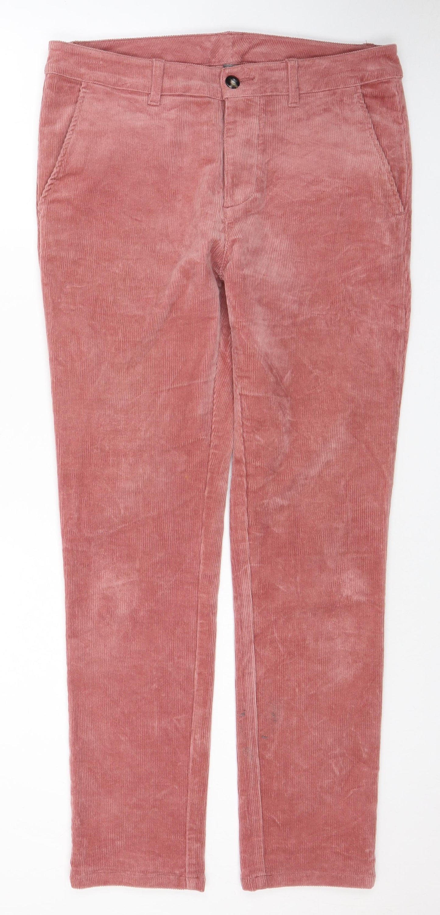 ASOS Womens Pink Cotton Trousers Size 31 in L30 in Regular Zip
