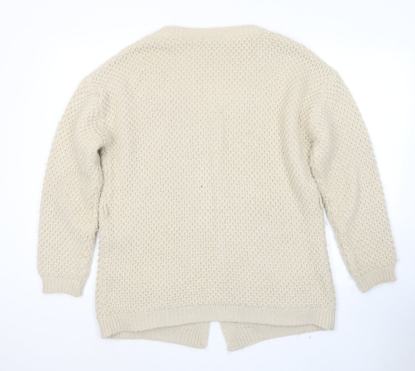 River Island Womens Beige V-Neck Acrylic Cape Jumper Size 12