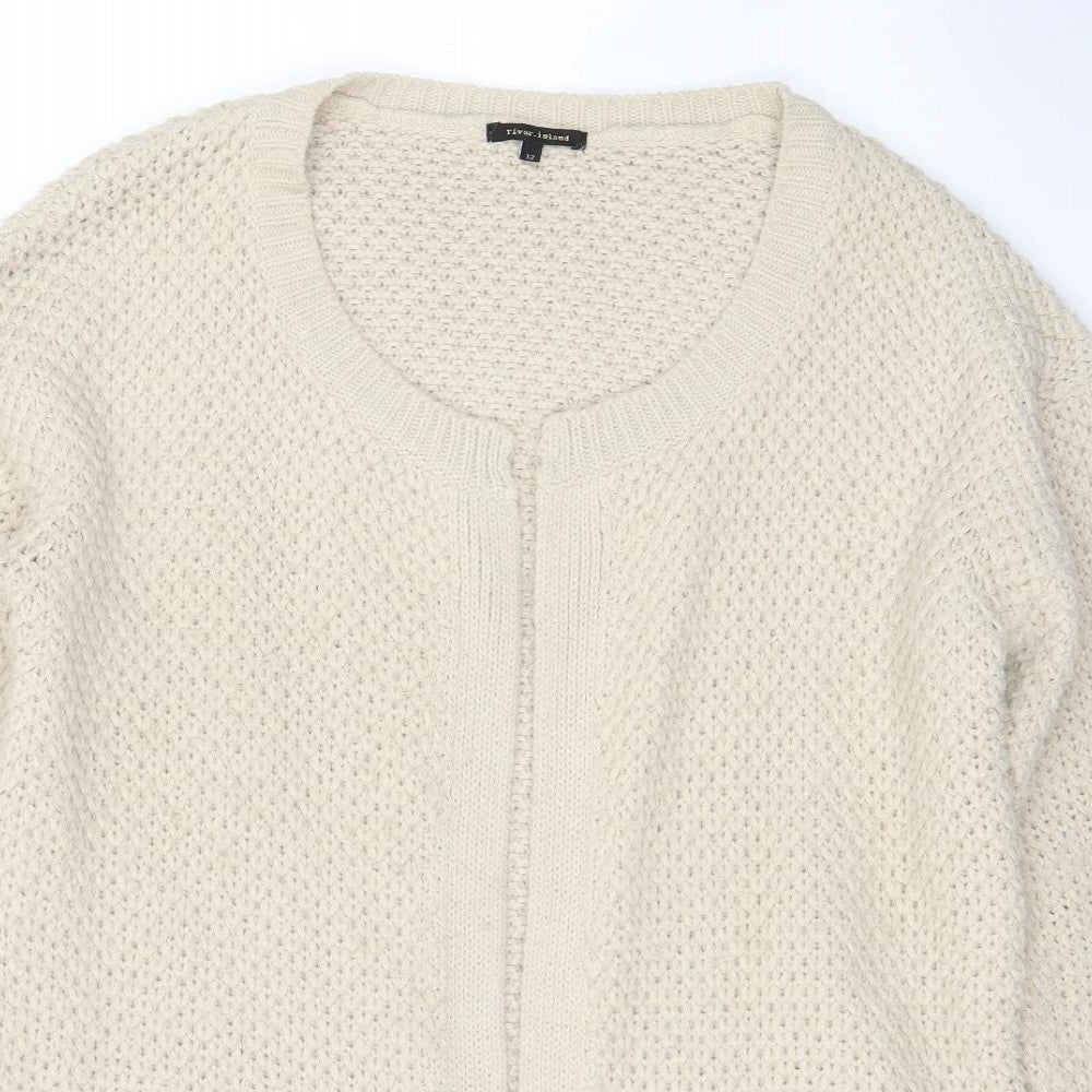River Island Womens Beige V-Neck Acrylic Cape Jumper Size 12