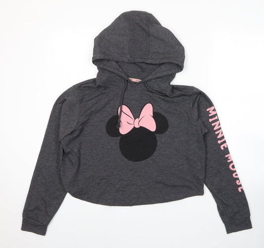 Disney Womens Grey Cotton Pullover Hoodie Size 12 Pullover - Minnie Mouse
